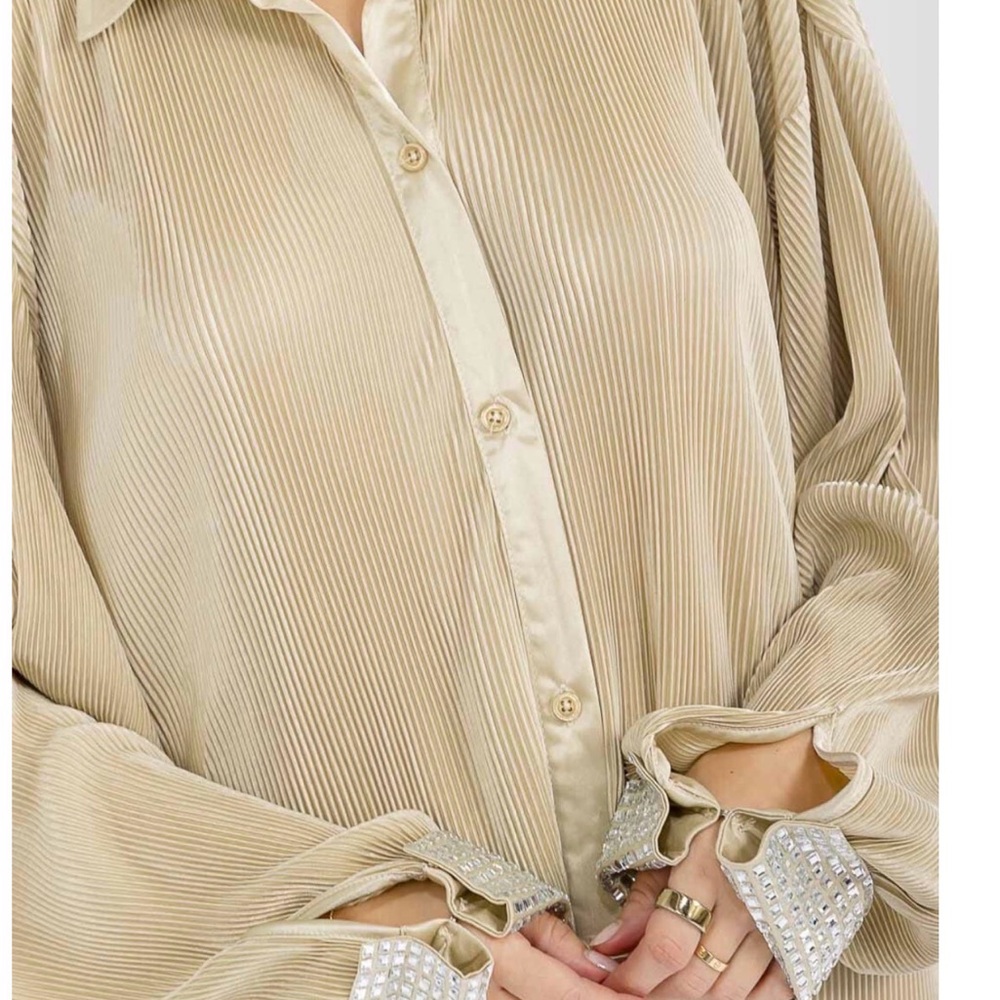 LA:BE’ pleated oversized shirt dress S M L - Picture 4 of 4